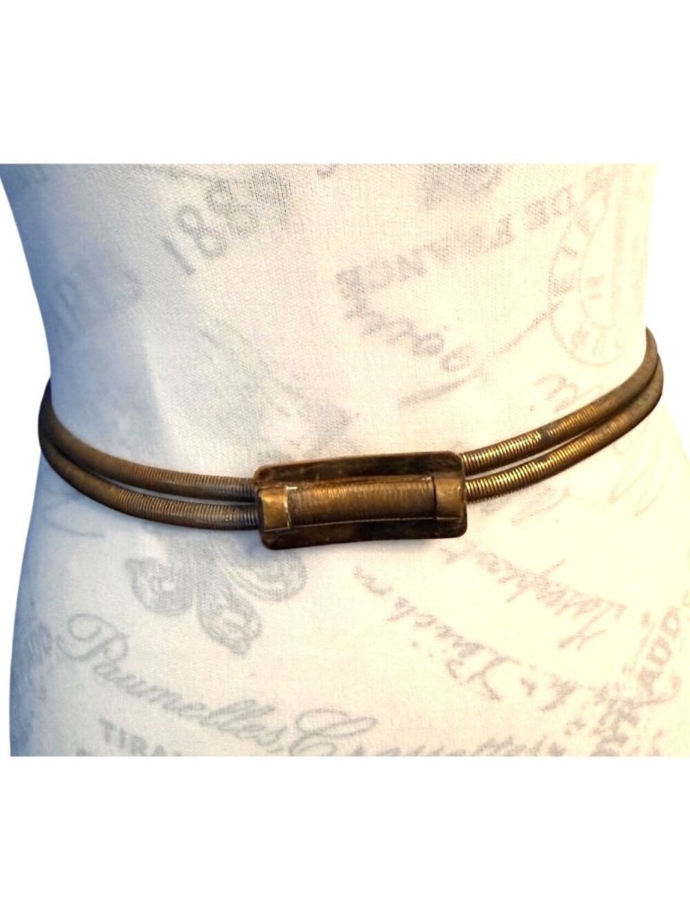 Vintage 1980s Coil Belt Gold Tone Double Strand Stretch Snake Chain 25" To 32"